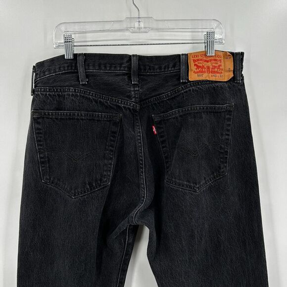 LEVI'S Men's 501 Black Vintage Wash Button Fly Straight Leg Denim Jeans 40 x 32 - Picture 6 of 8